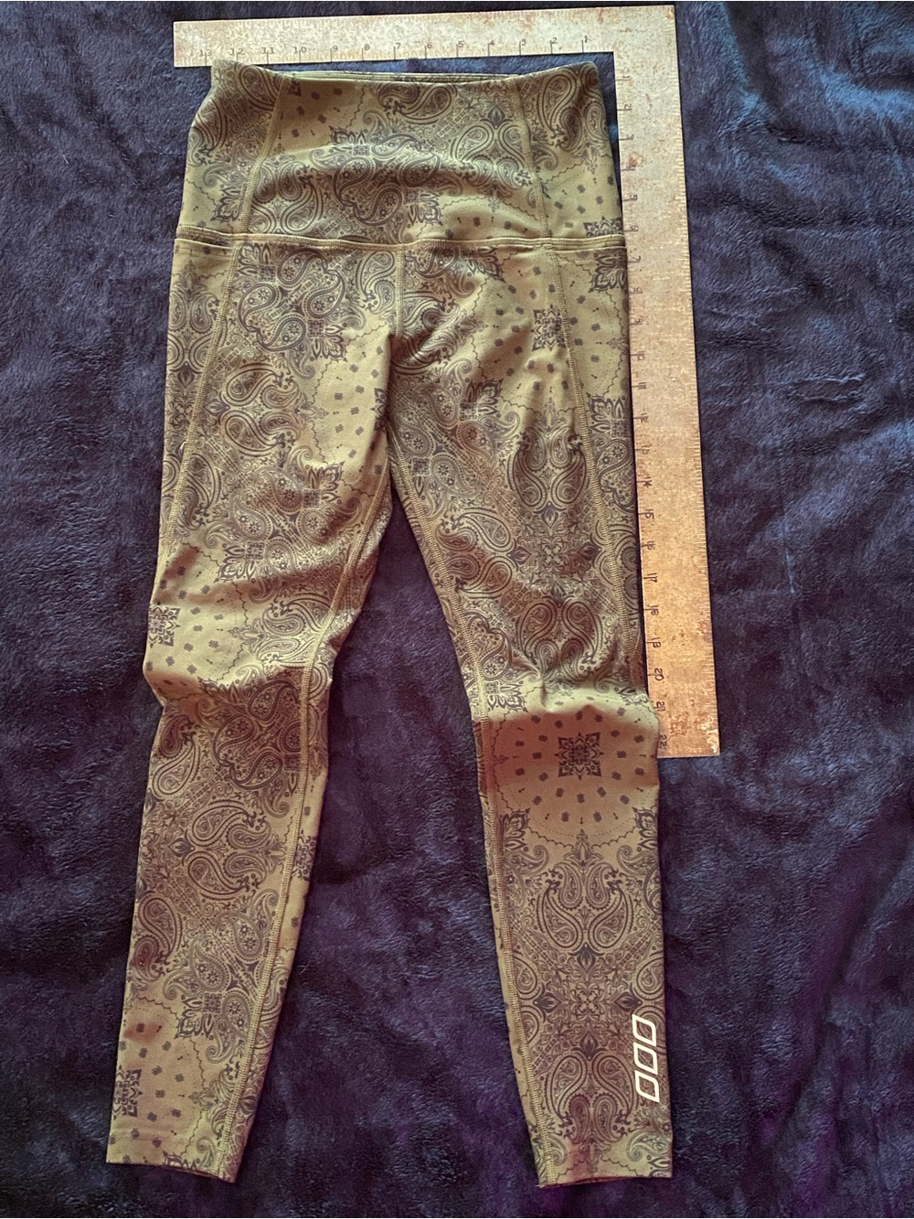 Lorna Jane Olive Green Paisley High-Rise Leggings